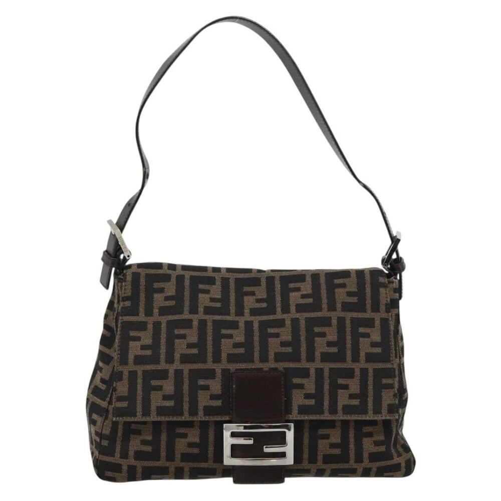Fendi Zucca Mamma Baguette Shoulder Bag Black